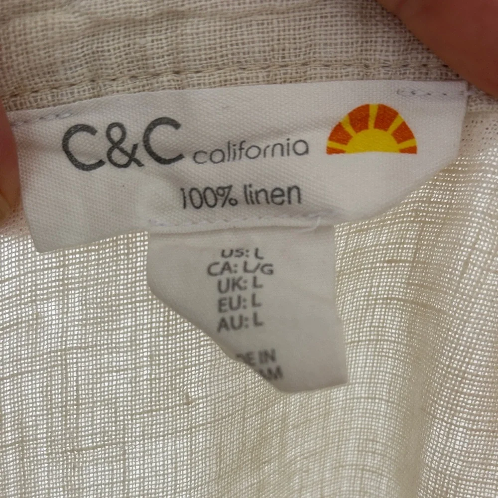 C&C California 100% Linen Button-Up Top size L - Picture 2 of 10